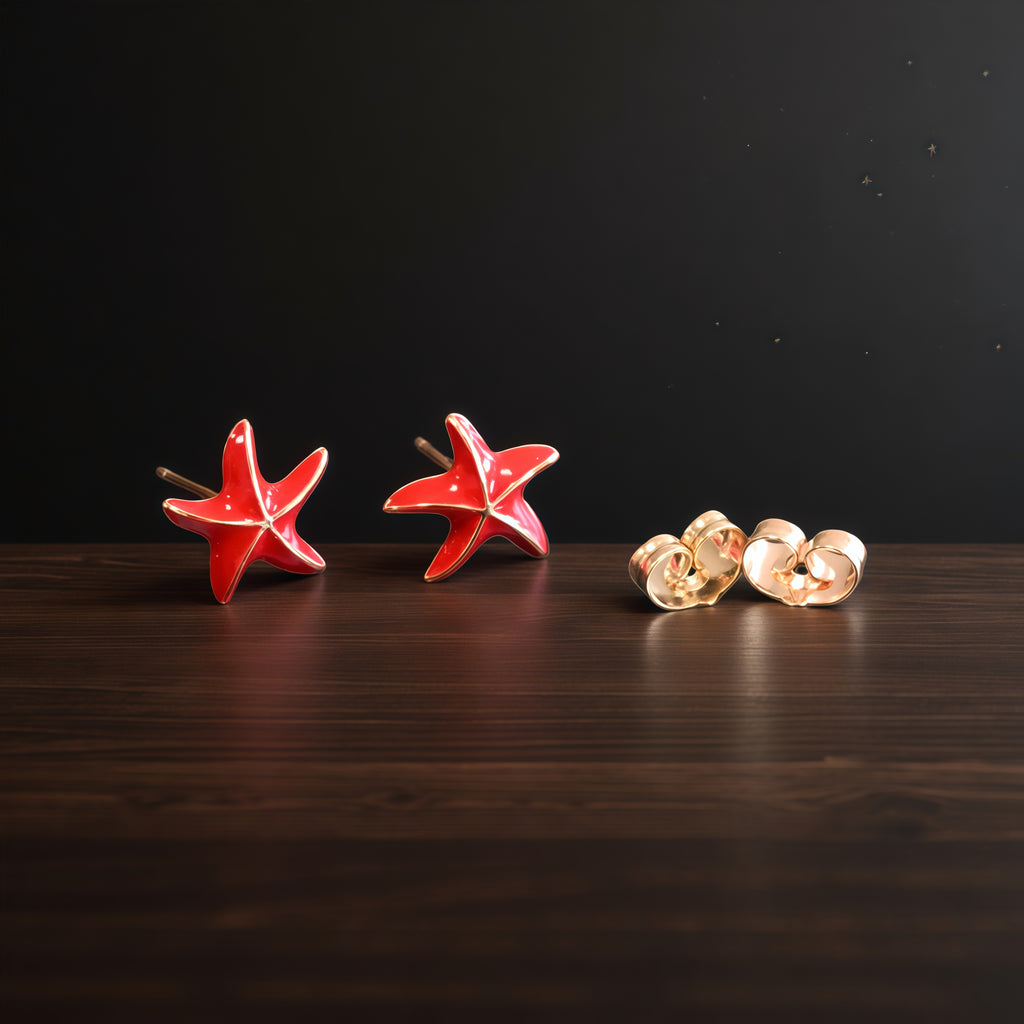 Earring Necklace Set · Modern Luxury · Minimalist Starfish Design · Simple and Versatile Fashion - 我的商店