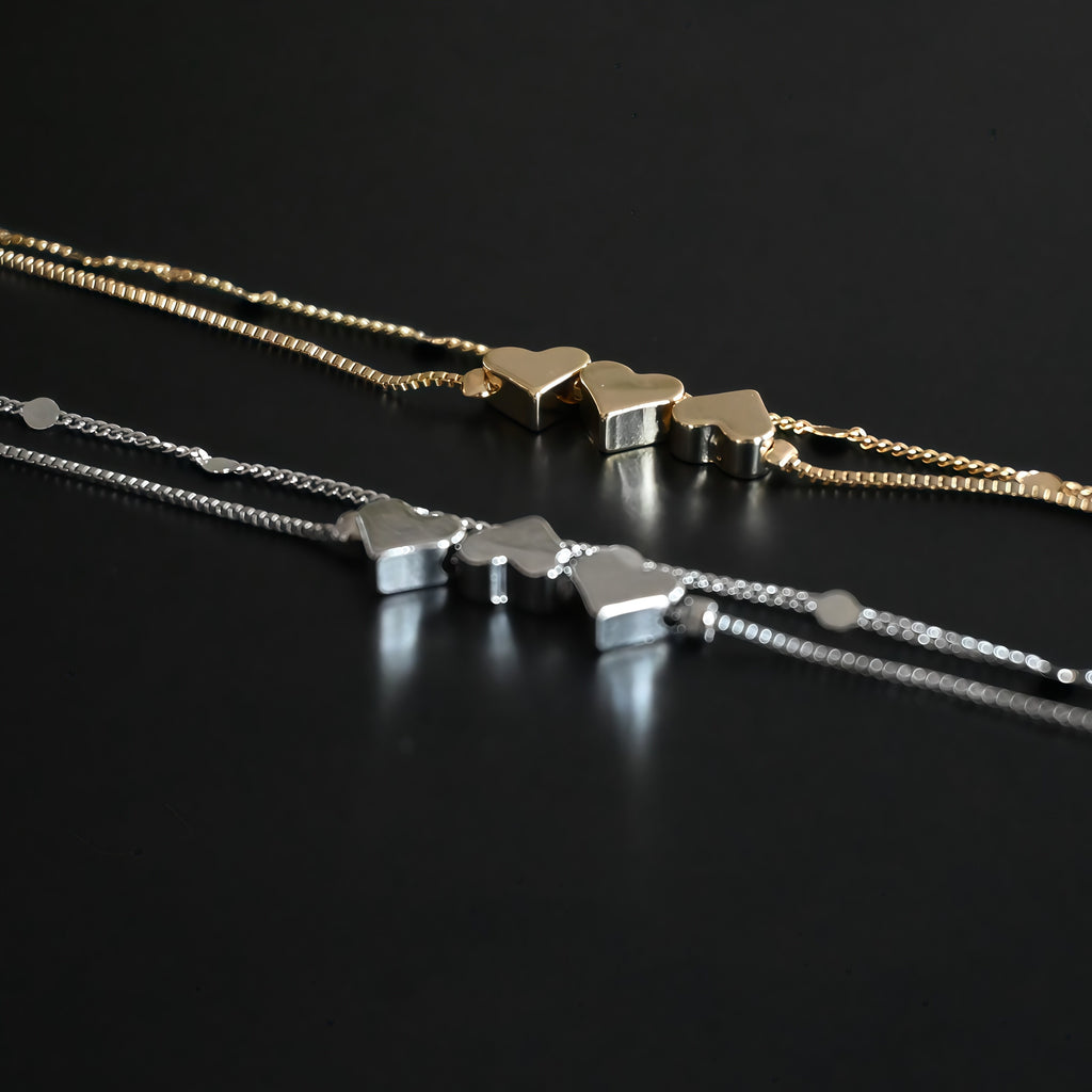 Heart-Shaped Bracelet · Modern Luxury · 24K Gold-Plated and Silver-Plated · Versatile Fashion - 我的商店