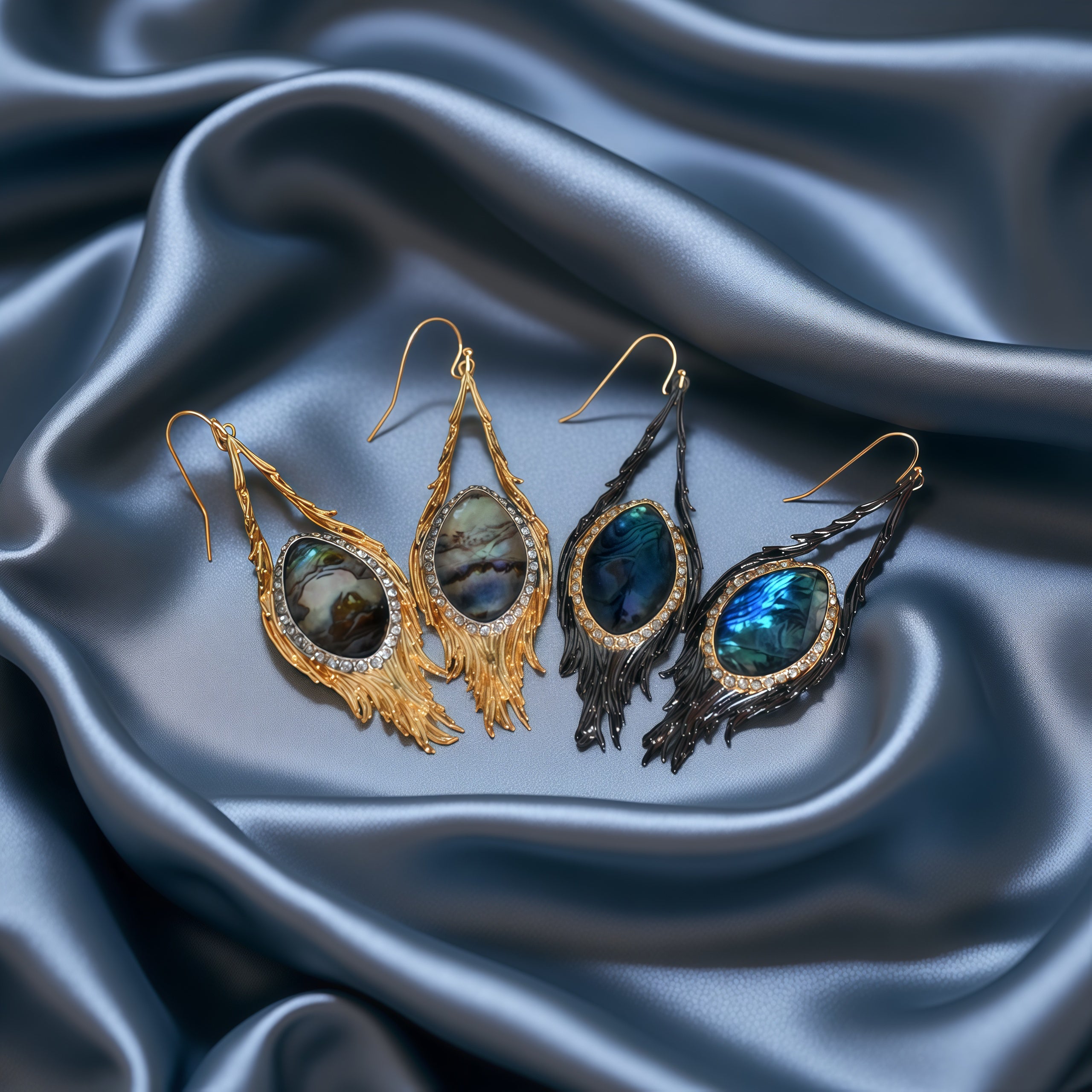 Vintage Earrings · Tassel Style Design · Gold & Silver Plated · Gradient Gemstone - 我的商店