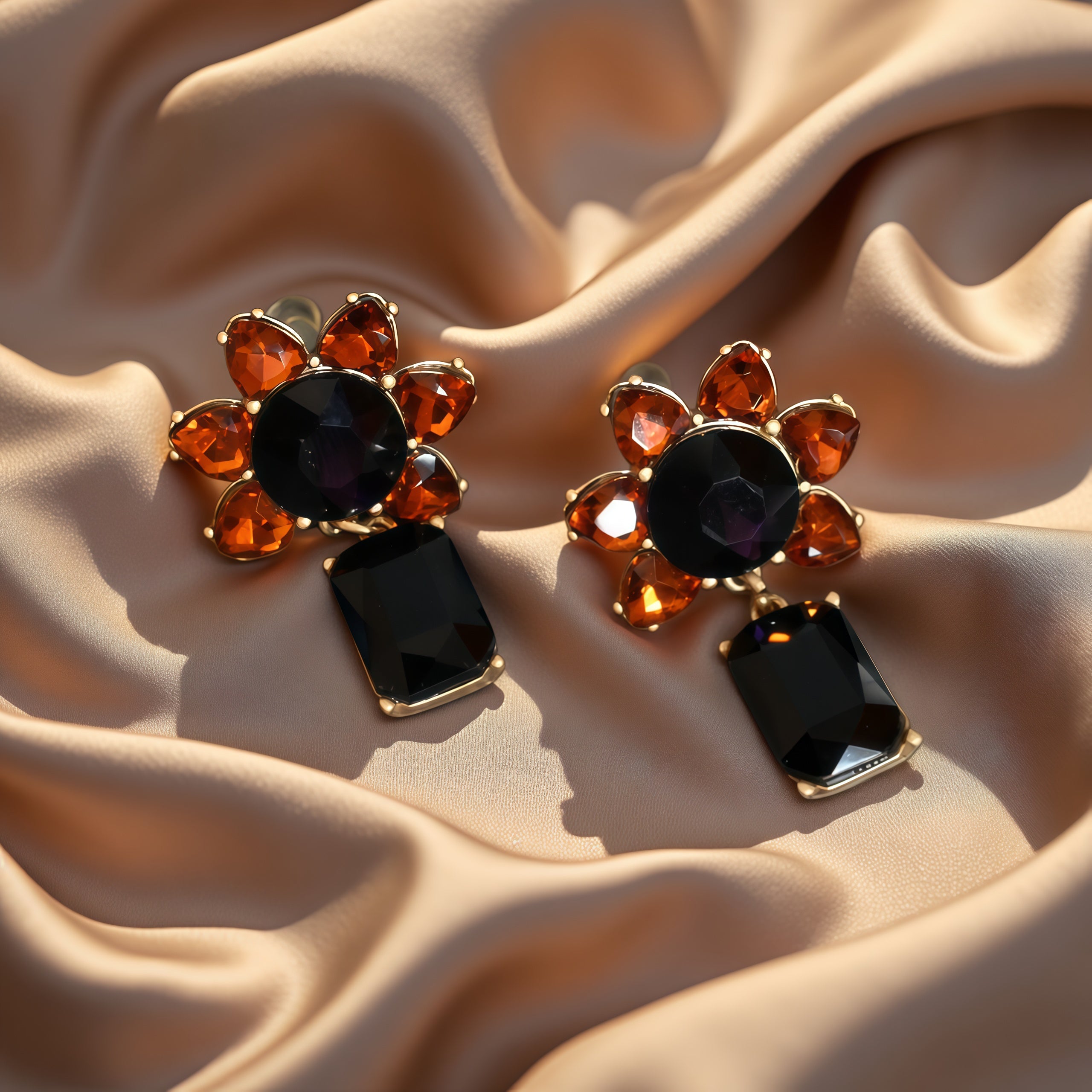 Vintage Style · Entry Lux · Alloy with Matte Gold Plating and Rhinestone Stud Earrings - 我的商店