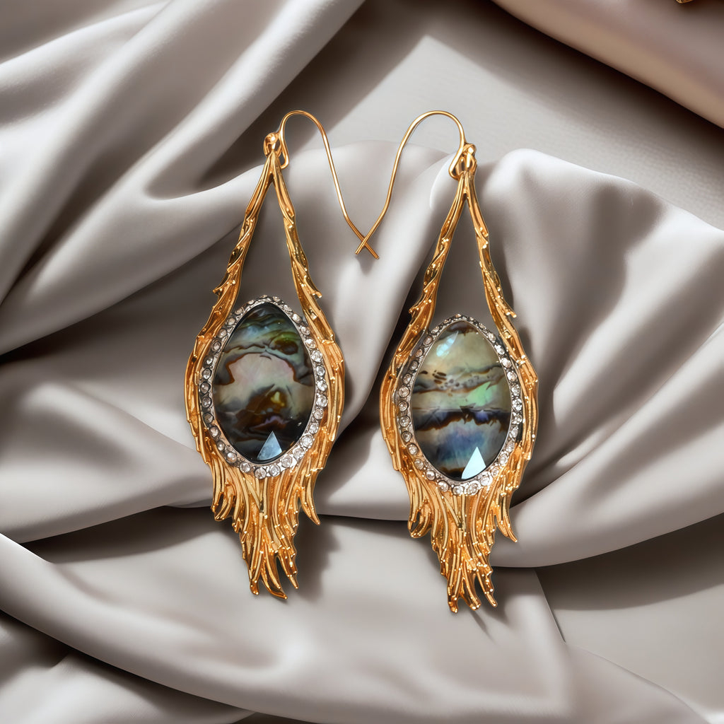 Vintage Earrings · Tassel Style Design · Gold & Silver Plated · Gradient Gemstone - 我的商店