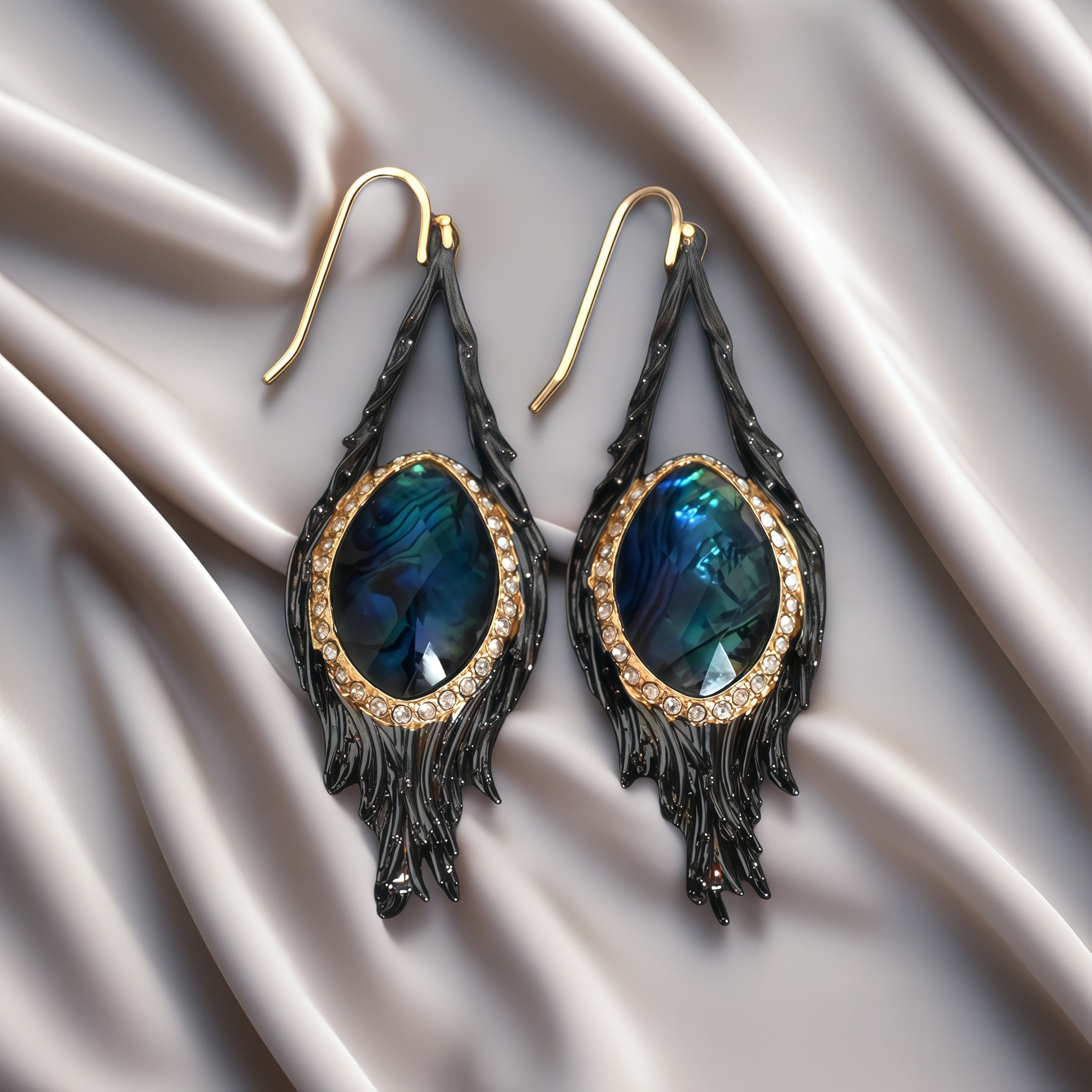 Vintage Earrings · Tassel Style Design · Gold & Silver Plated · Gradient Gemstone - 我的商店