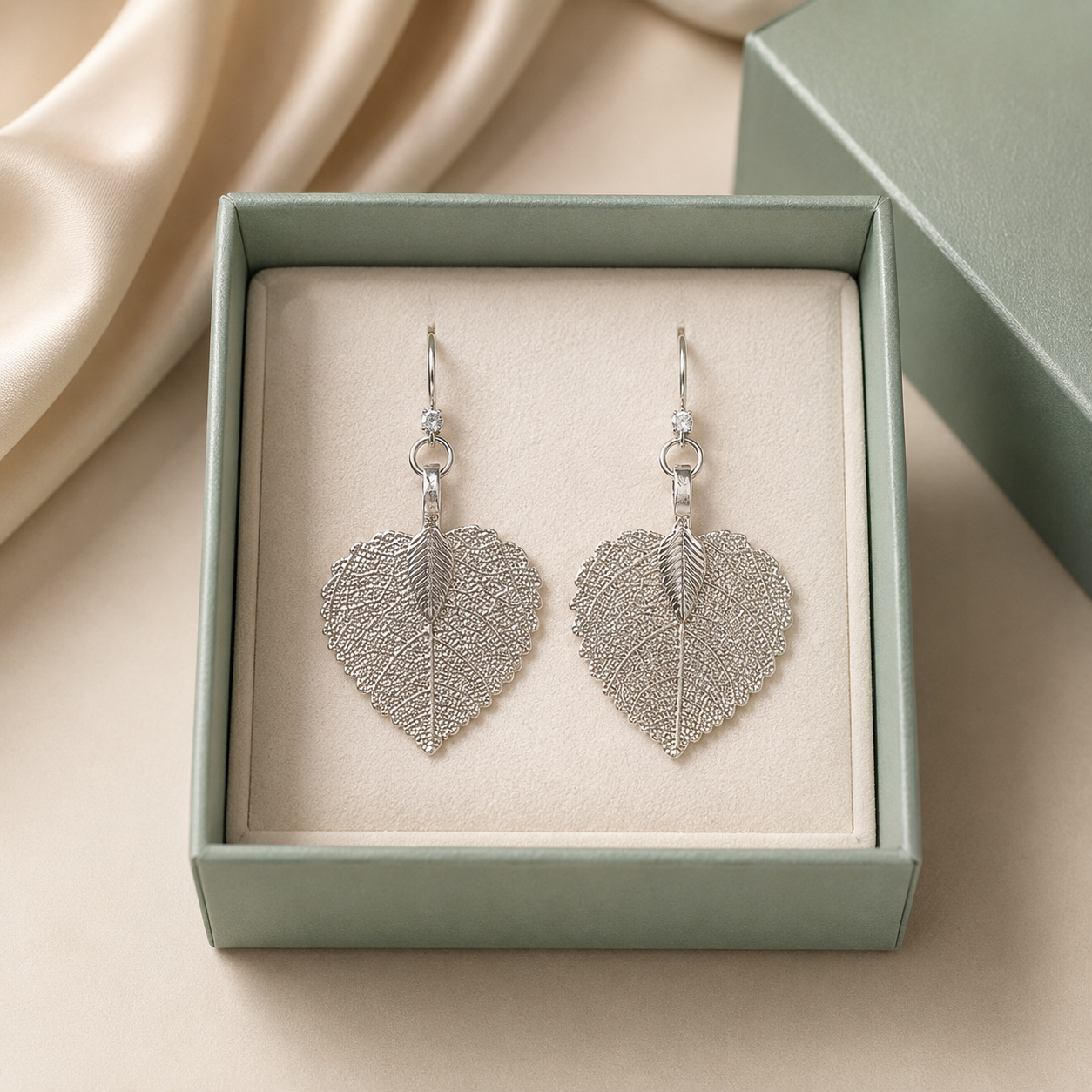 Handmade Leaf Dangle Earrings, Real Leaf Texture, Manual Cutting, Electronic Plating, Niche Style