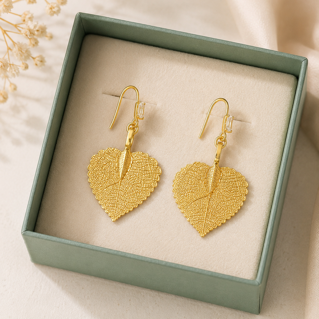 Handmade Leaf Dangle Earrings, Real Leaf Texture, Manual Cutting, Electronic Plating, Niche Style