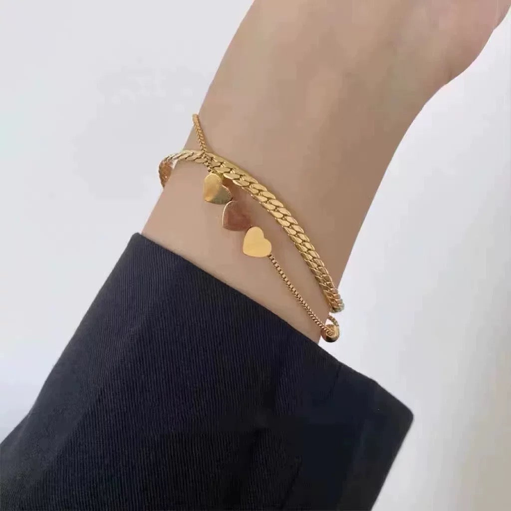 Heart-Shaped Bracelet · Modern Luxury · 24K Gold-Plated and Silver-Plated · Versatile Fashion - 我的商店