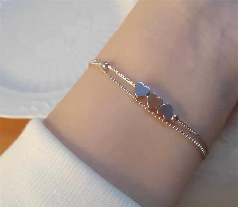 Heart-Shaped Bracelet · Modern Luxury · 24K Gold-Plated and Silver-Plated · Versatile Fashion - 我的商店