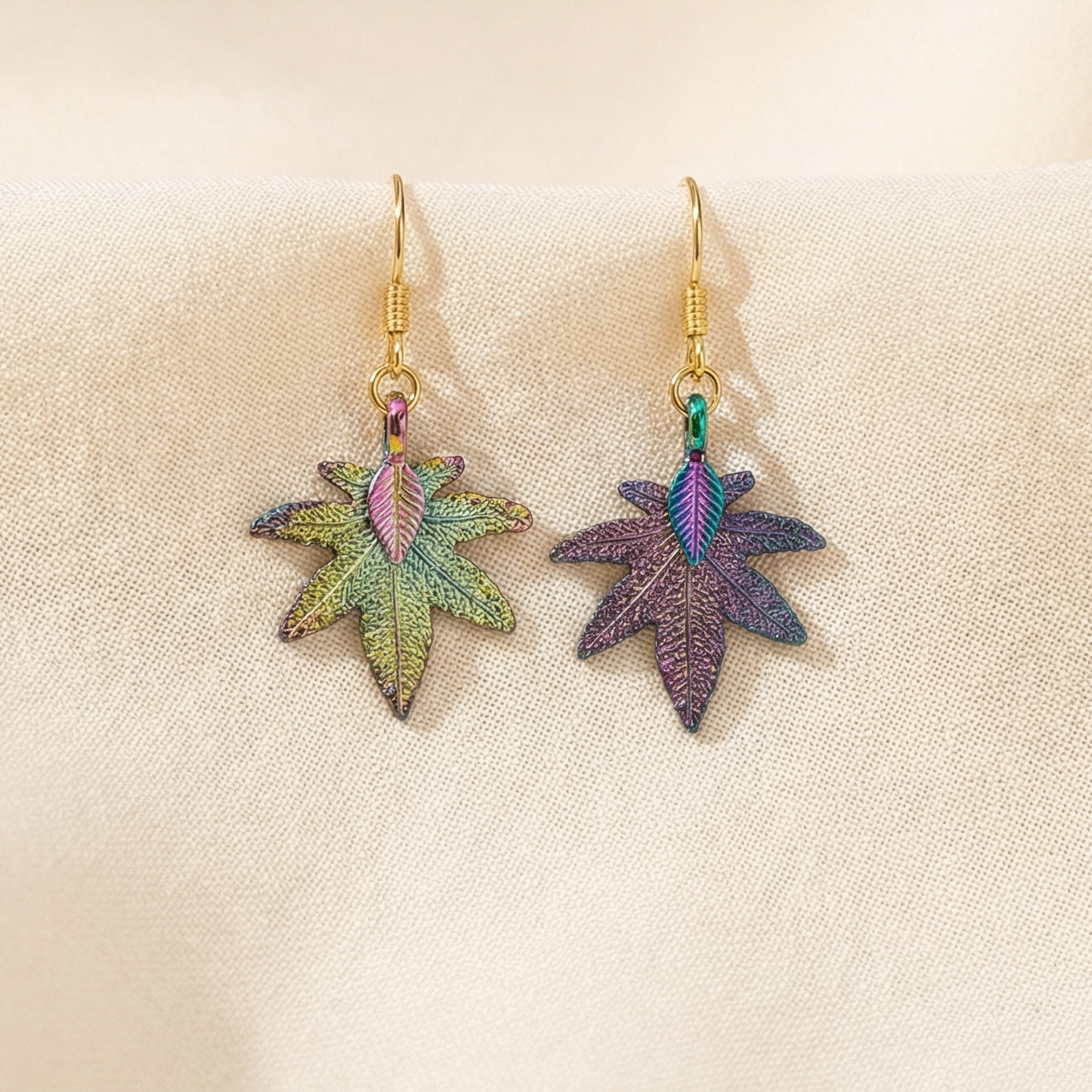 Real Leaf Earrings · Modern Luxury · Biological Plating · Artistic Sense · Elegant Design - 我的商店