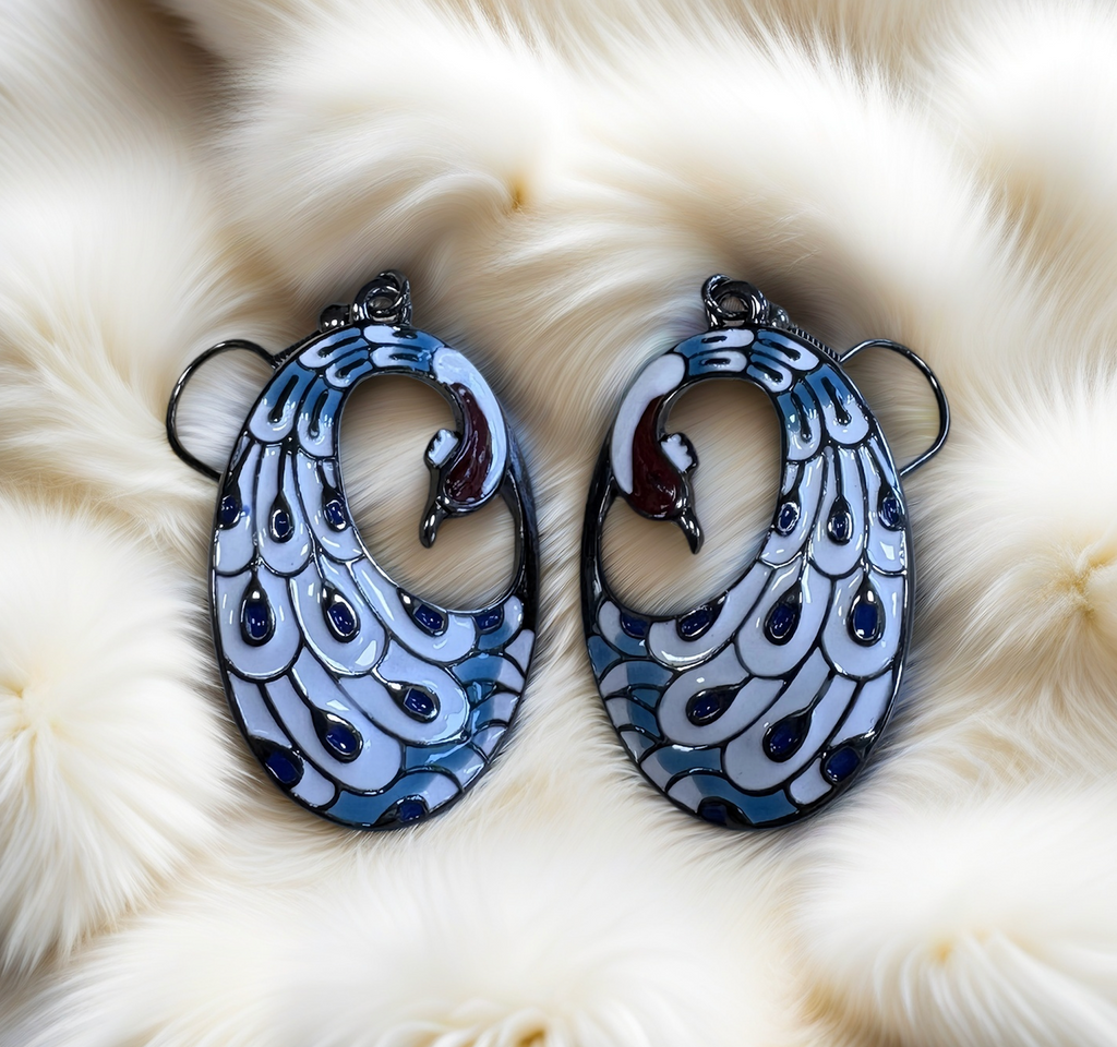 Modern Luxury Earrings · Unique Peacock Design · Enamel French Elegance - 我的商店