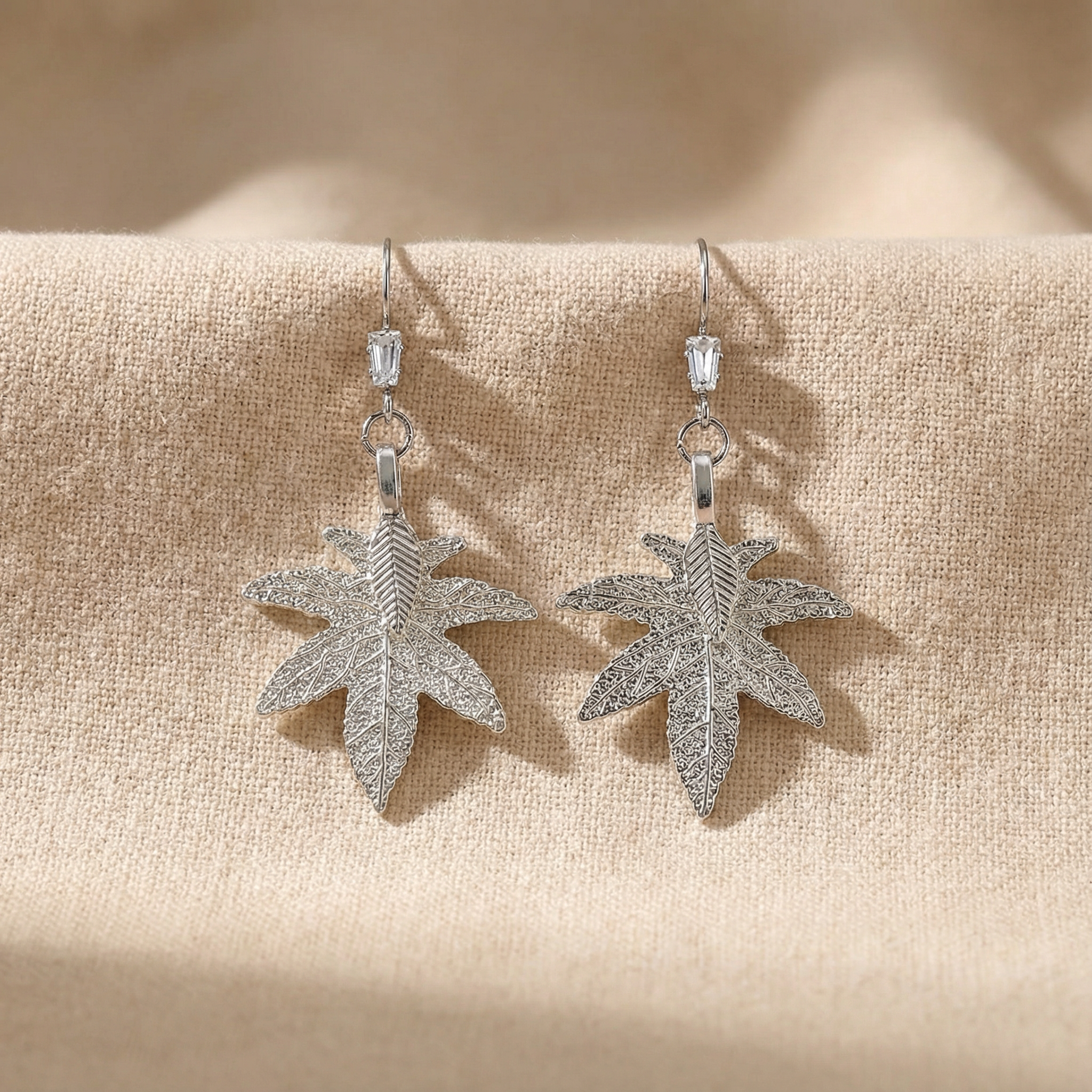 Real Leaf Earrings · Modern Luxury · Biological Plating · Artistic Sense · Elegant Design - 我的商店