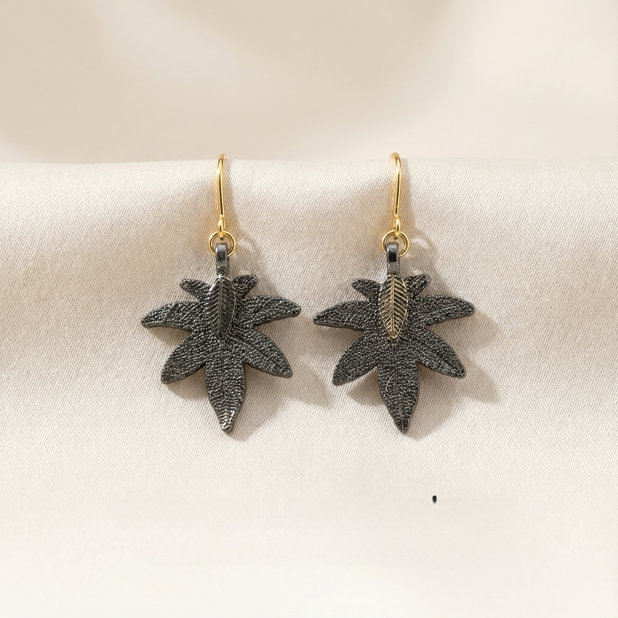 Real Leaf Earrings · Modern Luxury · Biological Plating · Artistic Sense · Elegant Design - 我的商店