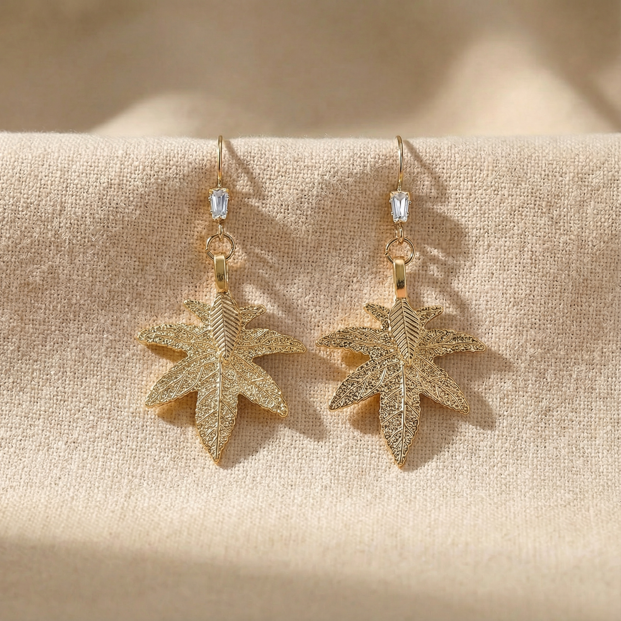 Real Leaf Earrings · Modern Luxury · Biological Plating · Artistic Sense · Elegant Design - 我的商店