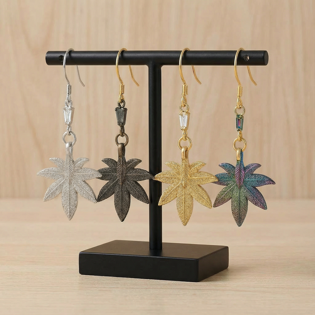 Real Leaf Earrings · Modern Luxury · Biological Plating · Artistic Sense · Elegant Design - 我的商店