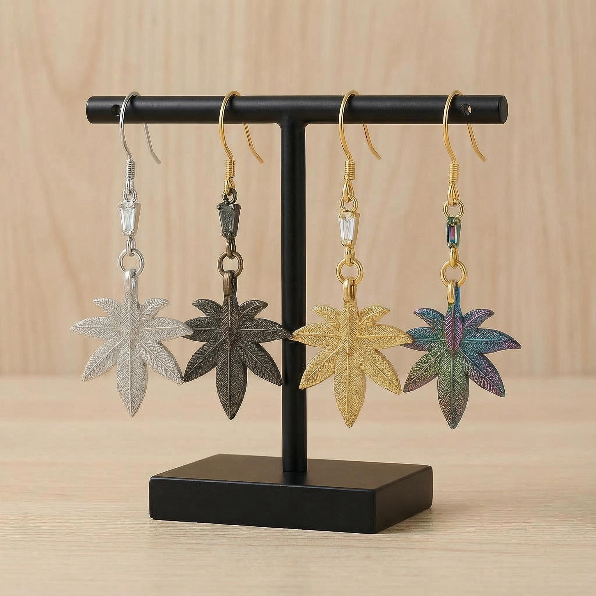 Real Leaf Earrings · Modern Luxury · Biological Plating · Artistic Sense · Elegant Design - 我的商店