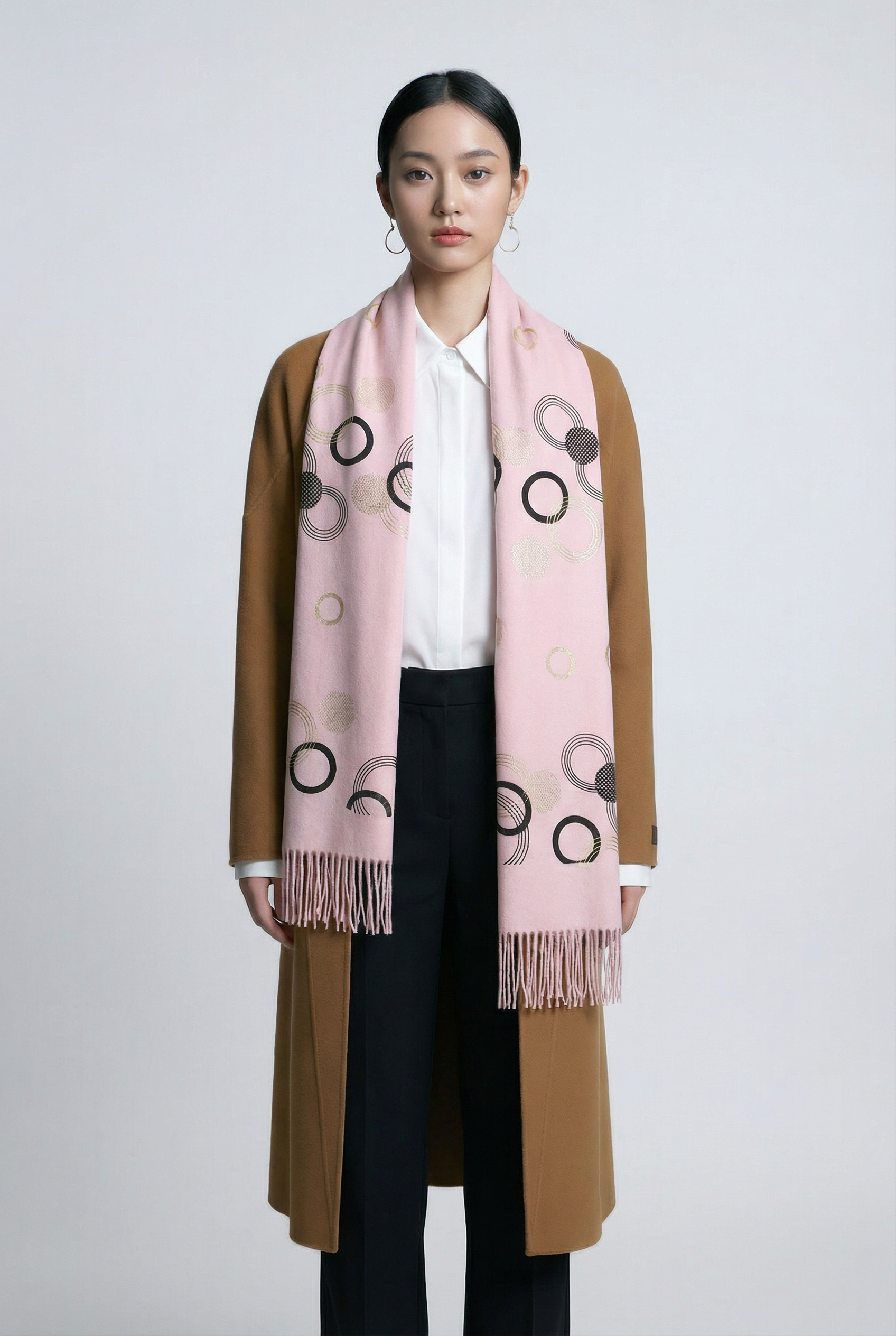 100% Cashmere Scarf · Geometric Pattern with Gold Accents - 我的商店