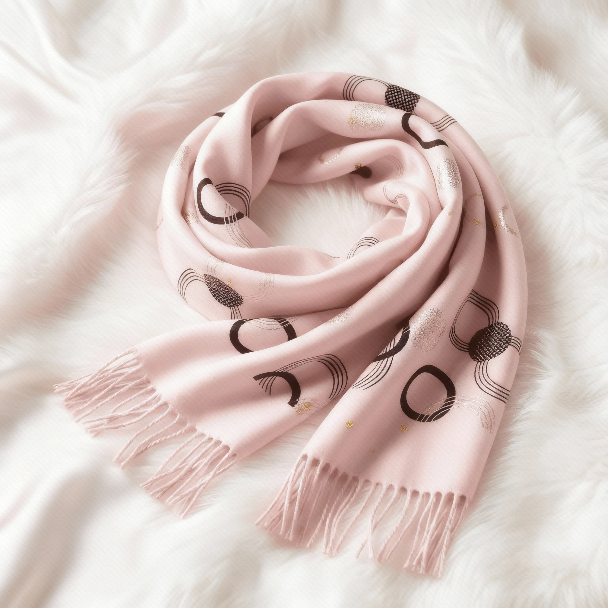 100% Cashmere Scarf · Geometric Pattern with Gold Accents - 我的商店